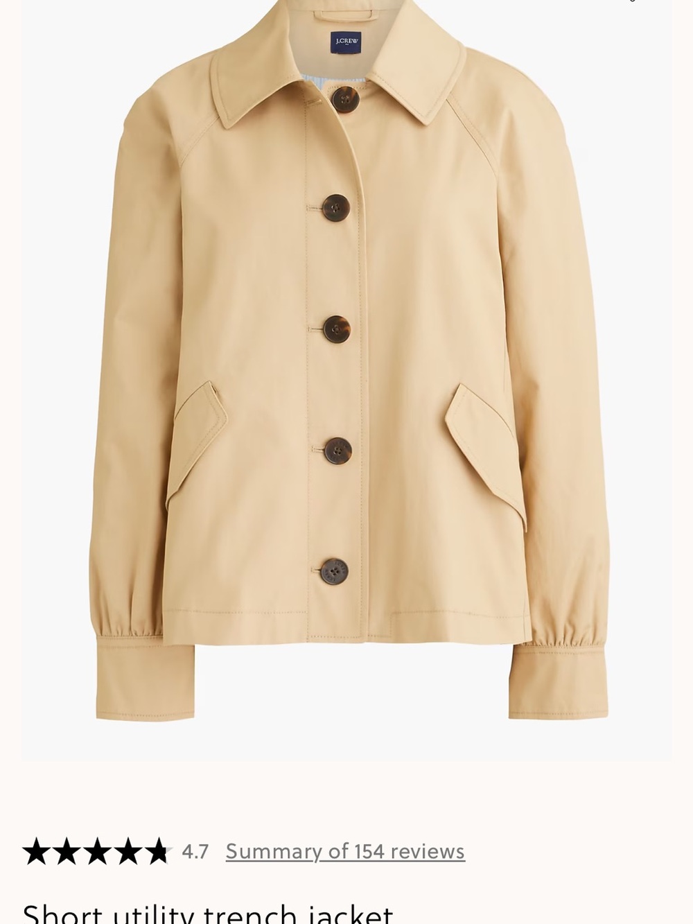 J. Crew Factory Short Utility Trench Jacket NWT